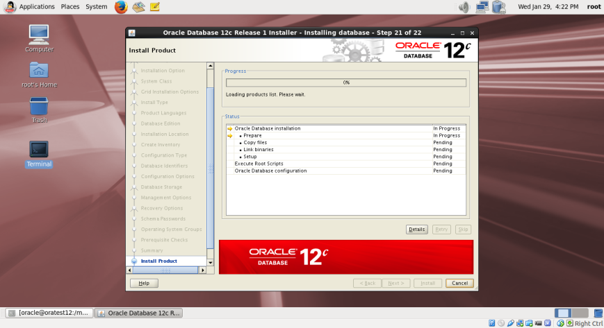 OraTest12 [Running] - Oracle VM VirtualBox_023